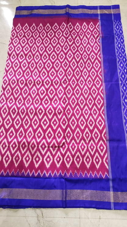 Handcrafted Pure Pochampally Ikat Silk Saree with Blouse Piece