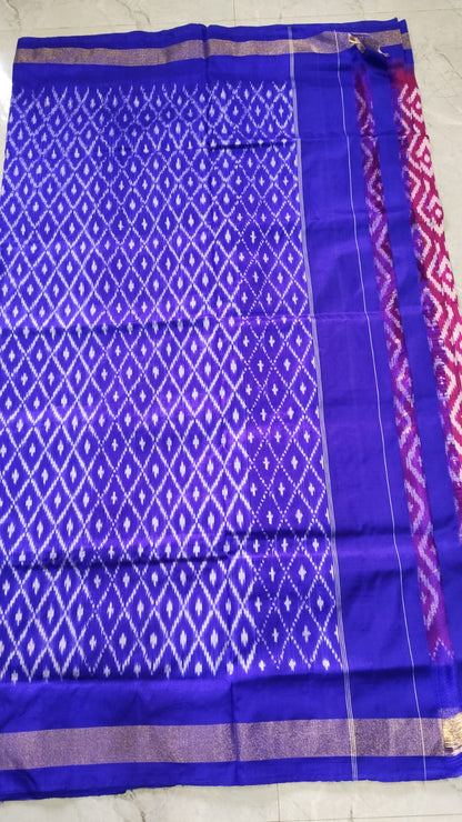 Handcrafted Pure Pochampally Ikat Silk Saree with Blouse Piece
