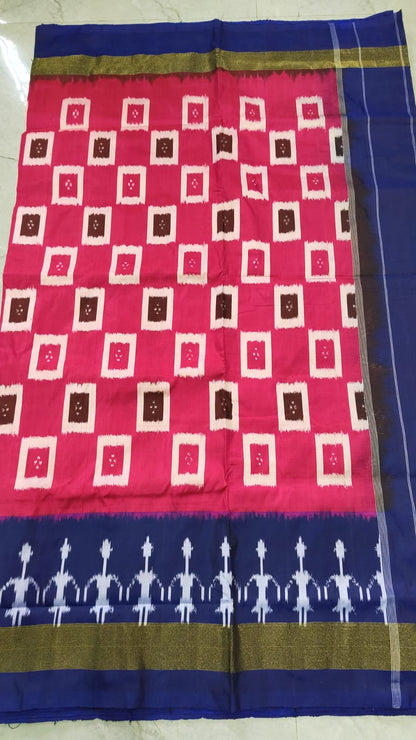 Handcrafted Pure Pochampally Ikat Silk Saree with Blouse Piece