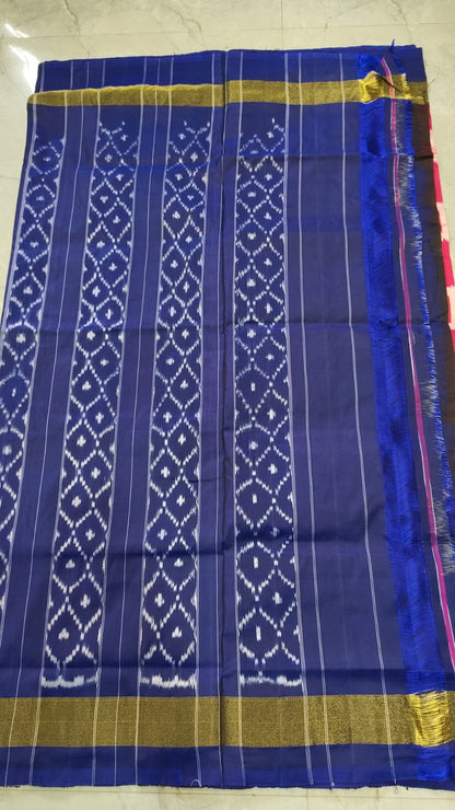 Handcrafted Pure Pochampally Ikat Silk Saree with Blouse Piece