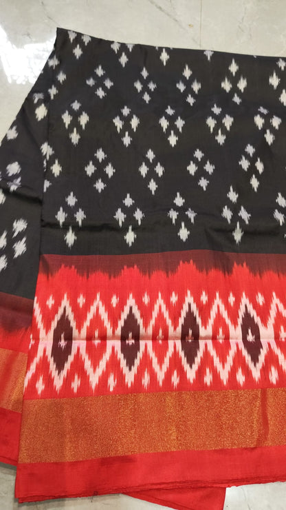Handcrafted Pure Pochampally Ikat Silk Saree with Blouse Piece