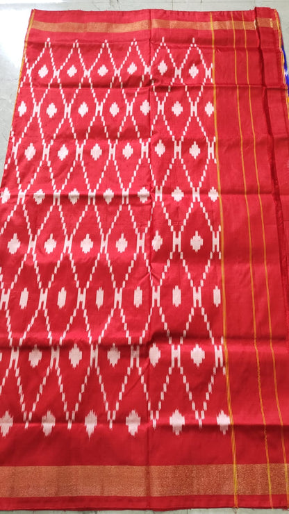 Handcrafted Pure Pochampally Ikat Silk Saree with Blouse Piece