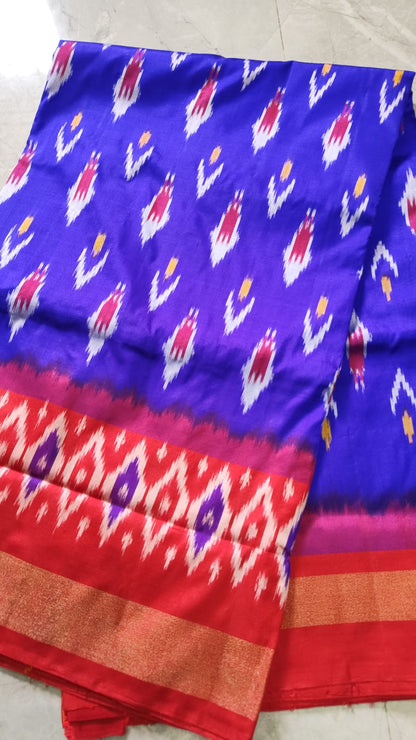 Handcrafted Pure Pochampally Ikat Silk Saree with Blouse Piece