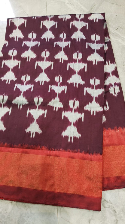 Handcrafted Pure Pochampally Ikat Silk Saree with Blouse Piece