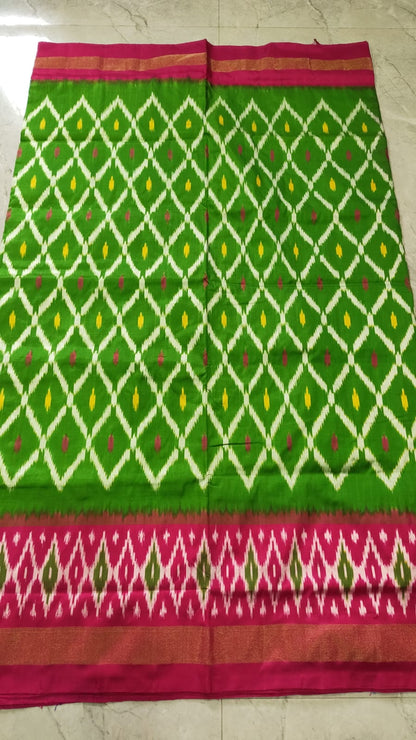Handcrafted Pure Pochampally Ikat Silk Saree with Blouse Piece