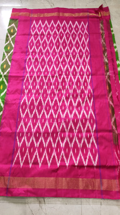 Handcrafted Pure Pochampally Ikat Silk Saree with Blouse Piece