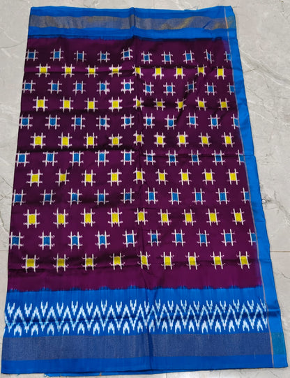 Handcrafted Pure Pochampally Ikat Silk Saree with Blouse Piece