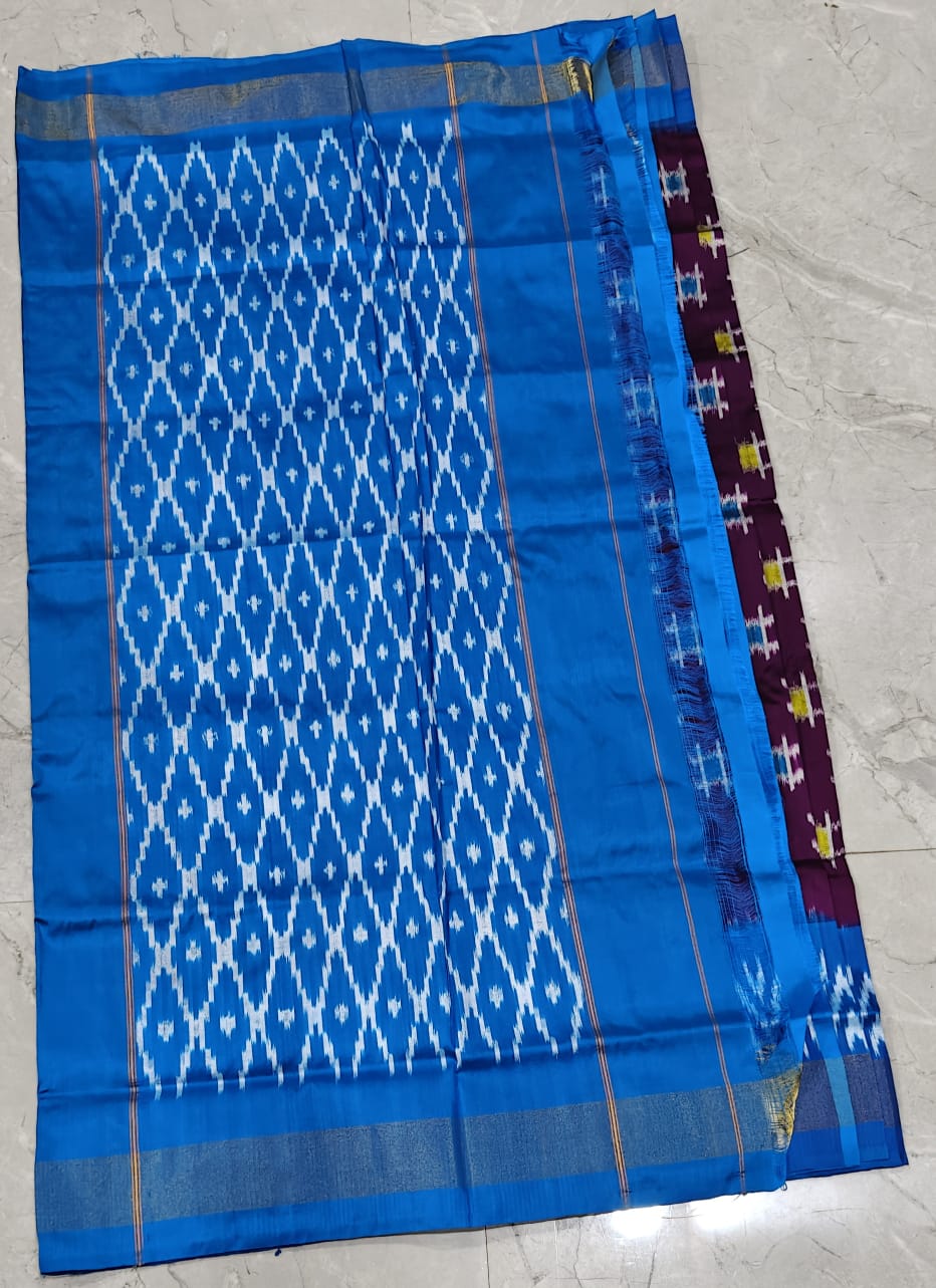Handcrafted Pure Pochampally Ikat Silk Saree with Blouse Piece