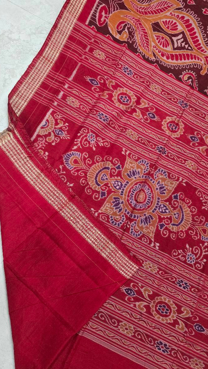 Cotton silk mix combination sambalpuri bapta pata saree