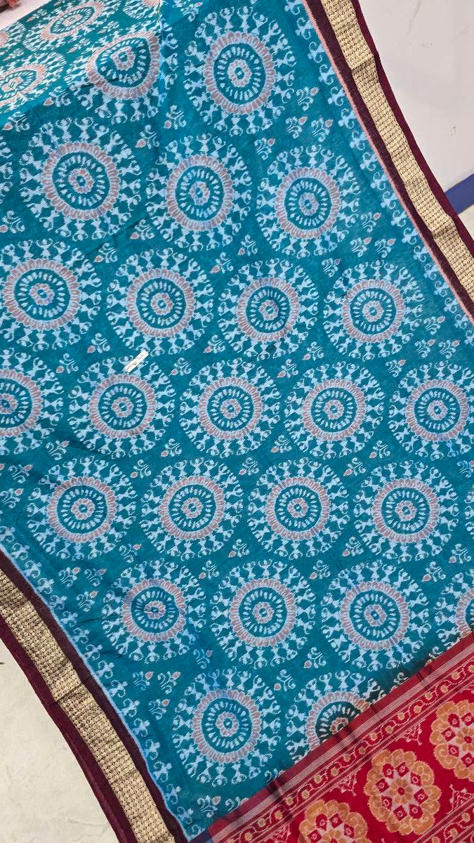 Cotton silk mix combination sambalpuri bapta pata saree