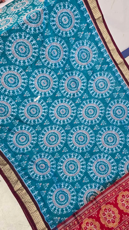 Cotton silk mix combination sambalpuri bapta pata saree