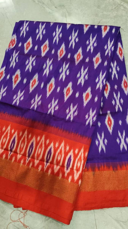 Handcrafted Pure Pochampally Ikat Silk Saree with Blouse Piece