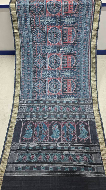 Cotton silk mix combination sambalpuri bapta pata saree