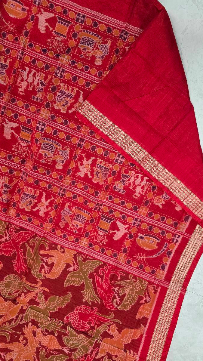 Cotton and silk combination sambalpuri bapta pata saree