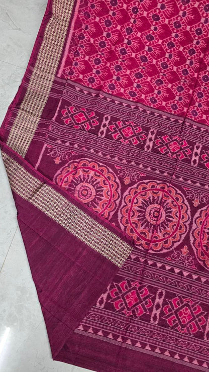 Cotton silk mix combination sambalpuri bapta pata saree