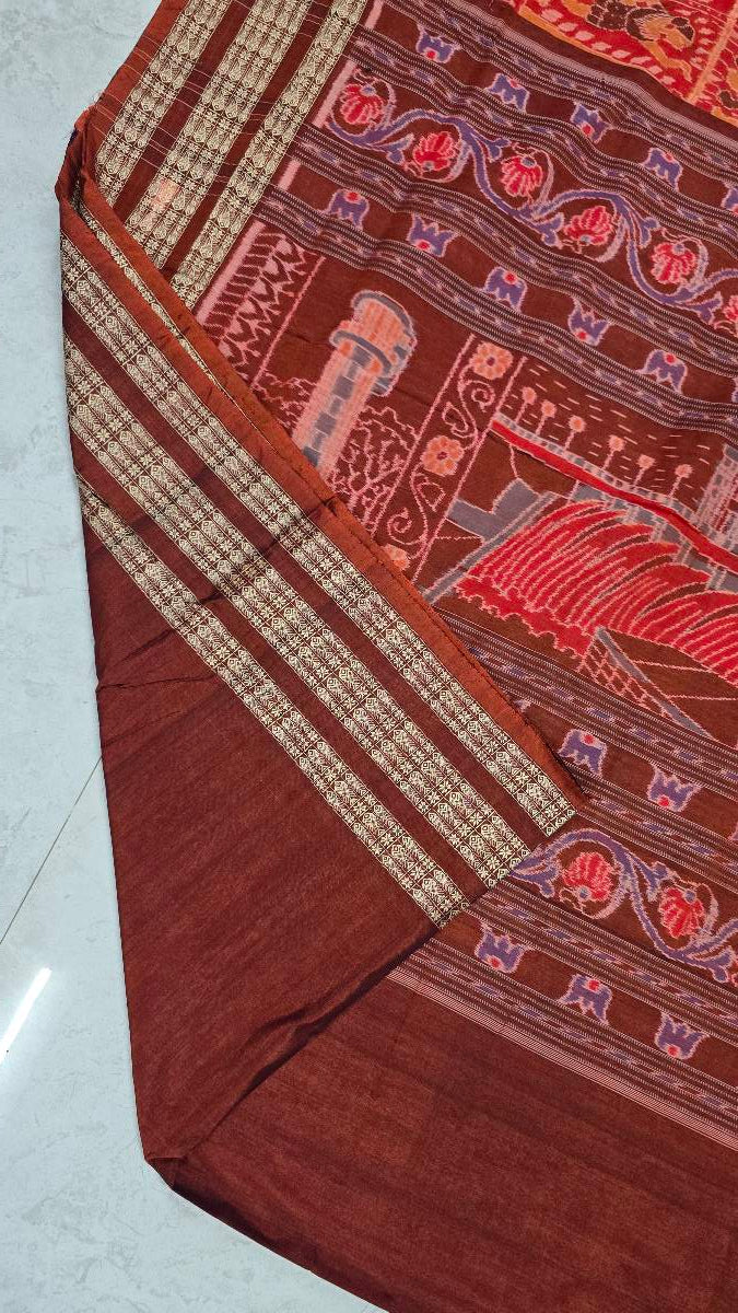 Cotton silk mix combination sambalpuri bapta pata saree