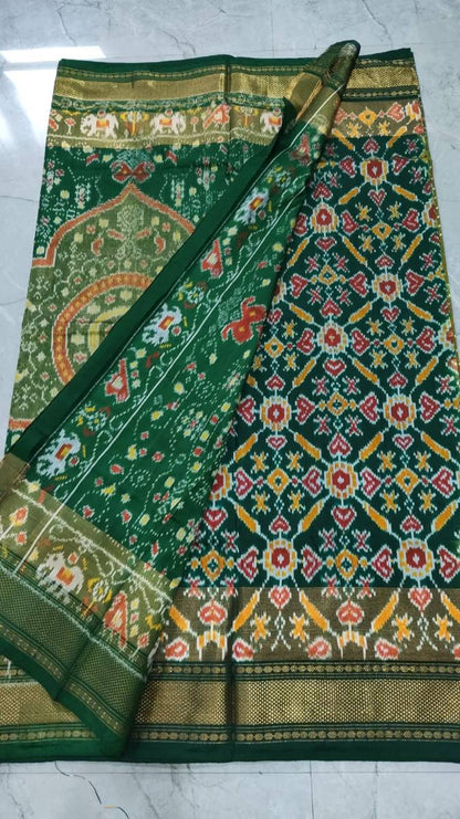 Handcrafted Pure Pochampally Ikat Silk Saree with Blouse Piece