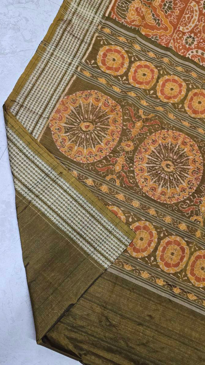 Cotton silk mix combination sambalpuri bapta pata saree