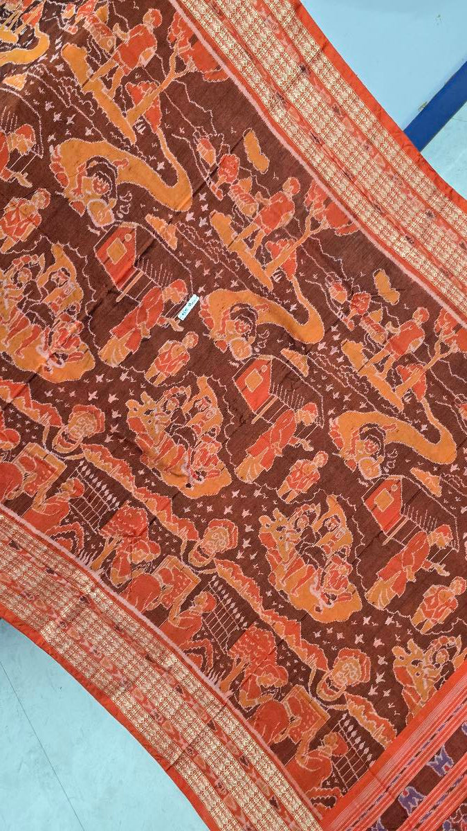 Cotton and silk combination sambalpuri bapta pata saree