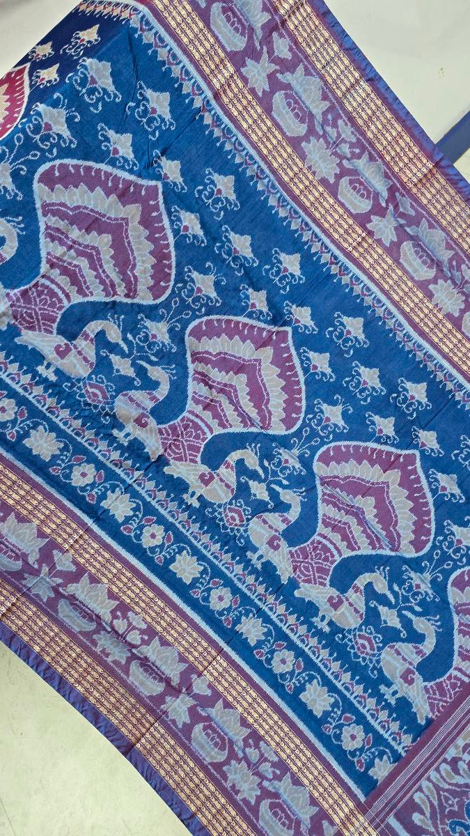 Cotton silk mix combination sambalpuri bapta pata saree