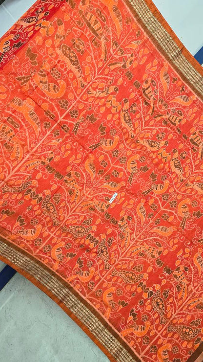 Cotton silk mix combination sambalpuri bapta pata saree