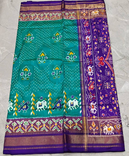 Handcrafted Pure Pochampally Ikat Silk Saree with Blouse Piece