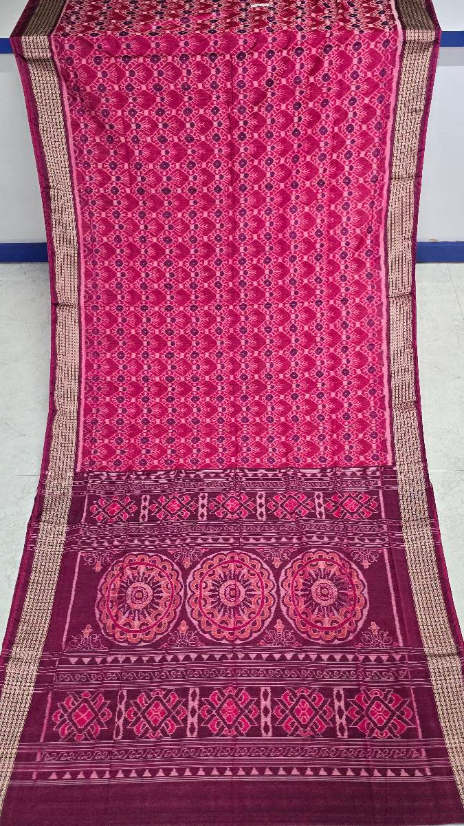 Cotton silk mix combination sambalpuri bapta pata saree
