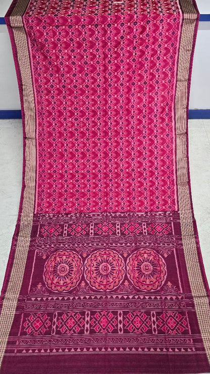 Cotton silk mix combination sambalpuri bapta pata saree