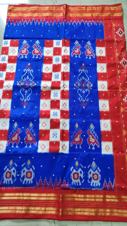 Handcrafted Pure Pochampally Ikat Silk Saree with Blouse Piece
