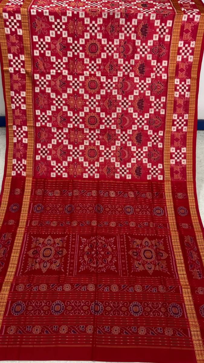 Pata desing pasapali pink colour Sambalpuri saree