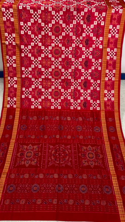 Pata desing pasapali pink colour Sambalpuri saree