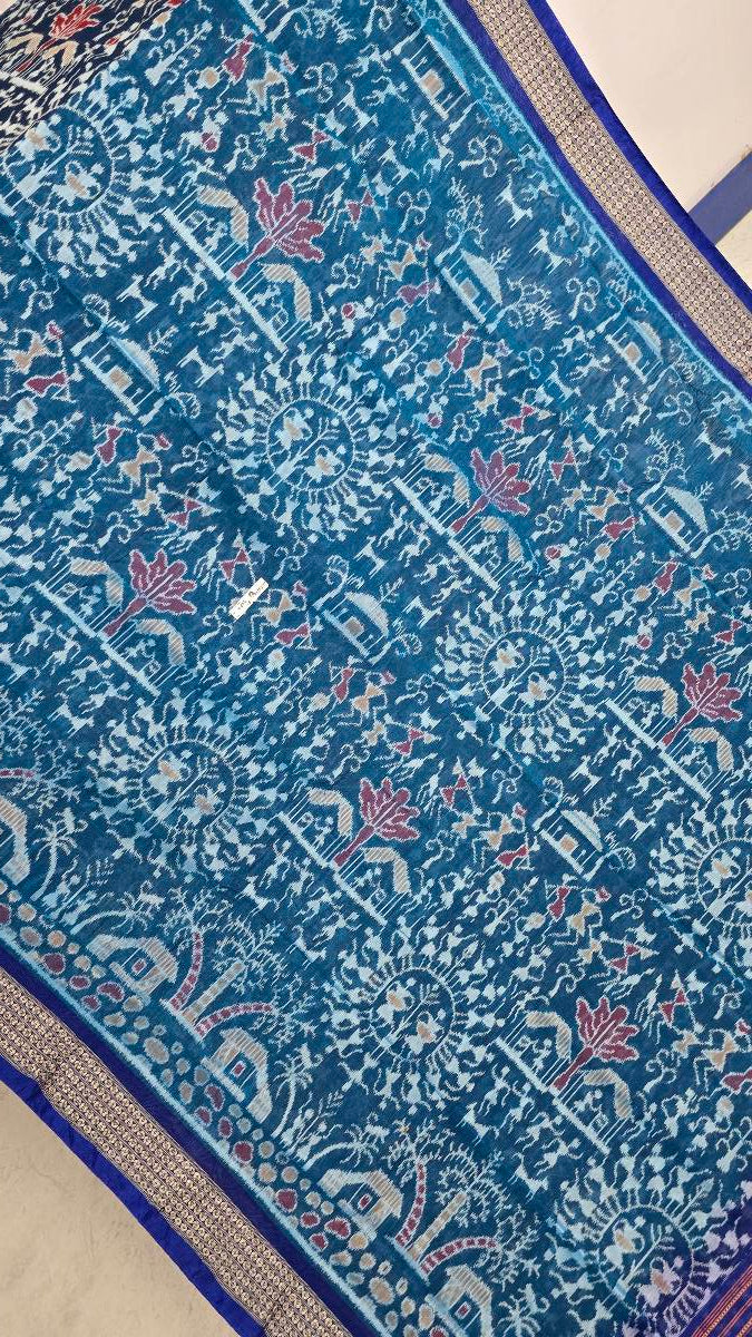 Cotton silk mix combination sambalpuri bapta pata saree