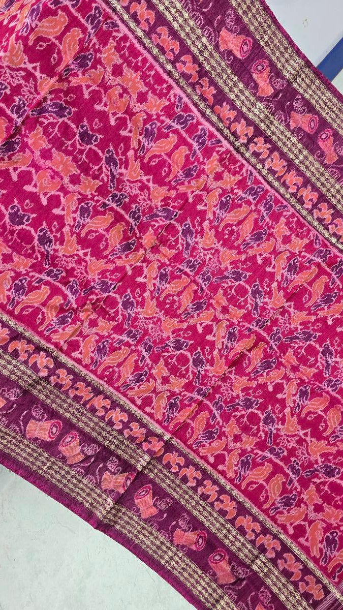 Cotton silk mix combination sambalpuri bapta pata saree