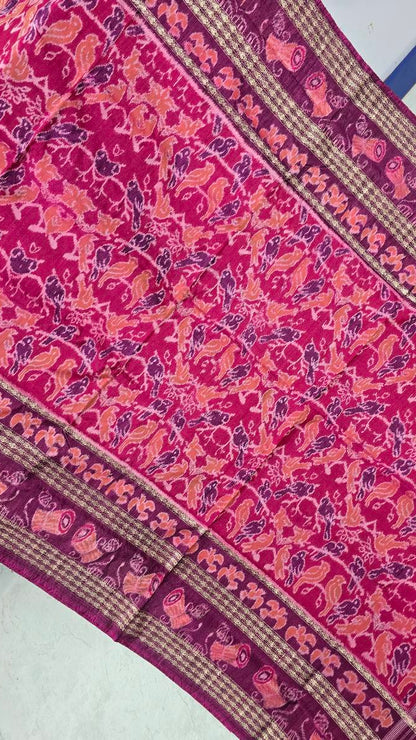 Cotton silk mix combination sambalpuri bapta pata saree