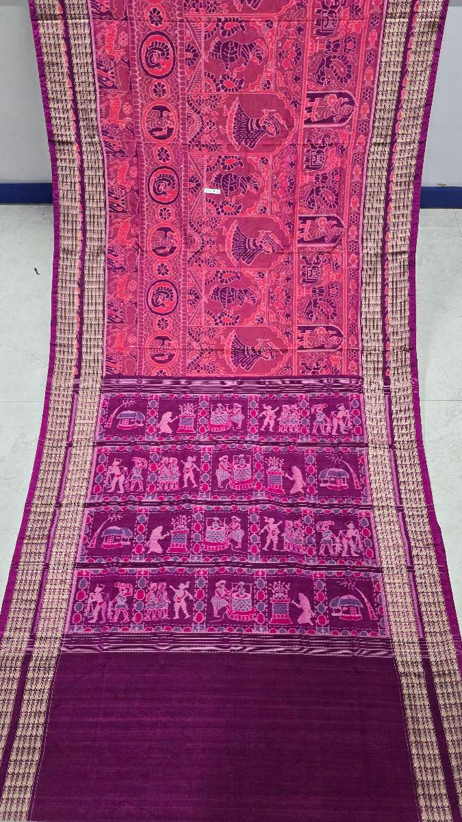 Cotton silk mix combination sambalpuri bapta pata saree
