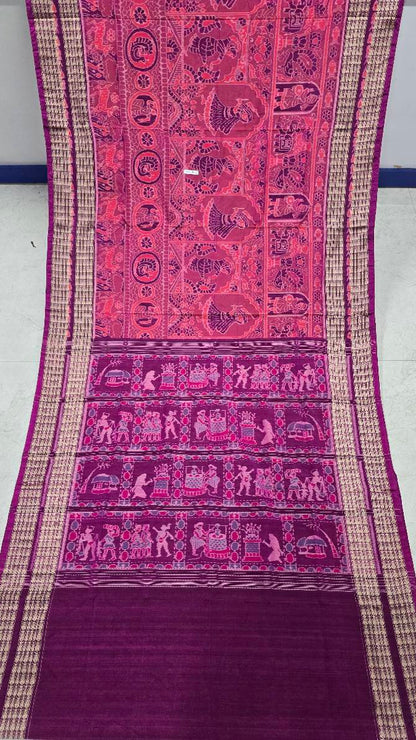 Cotton silk mix combination sambalpuri bapta pata saree