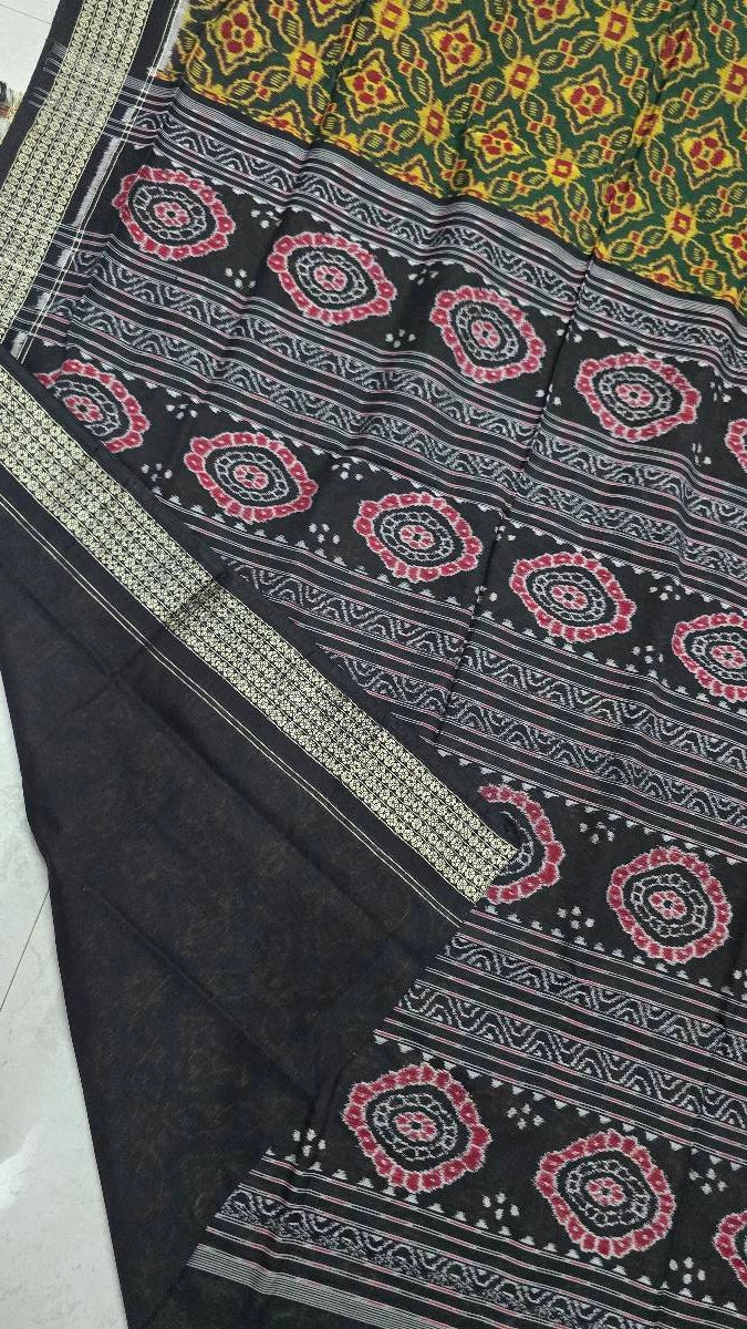 Cotton silk mix combination sambalpuri bapta pata saree