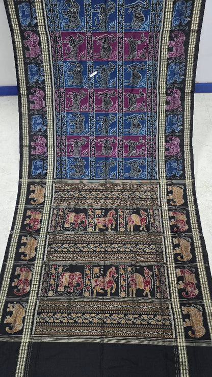 Cotton and silk combination sambalpuri bapta pata saree