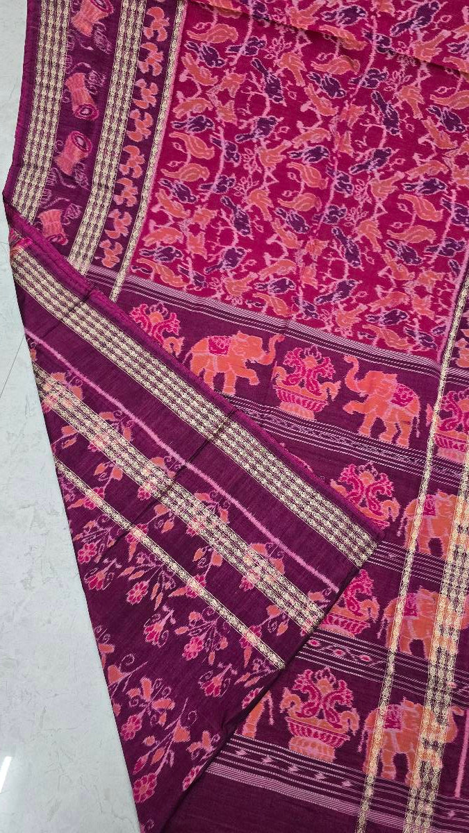 Cotton silk mix combination sambalpuri bapta pata saree