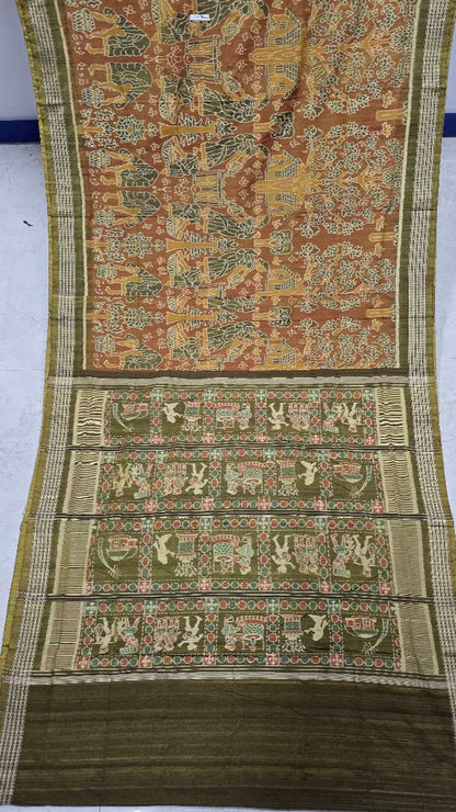Cotton silk mix combination sambalpuri bapta pata saree