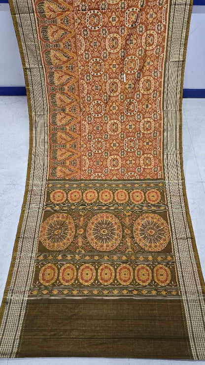 Cotton silk mix combination sambalpuri bapta pata saree
