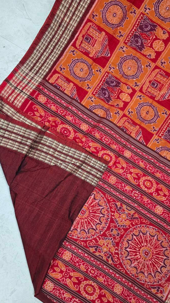 Cotton and silk combination sambalpuri bapta pata saree