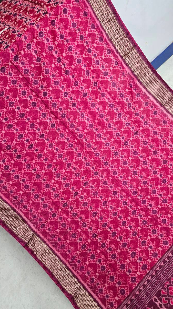 Cotton silk mix combination sambalpuri bapta pata saree