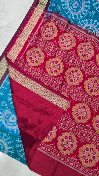 Cotton silk mix combination sambalpuri bapta pata saree