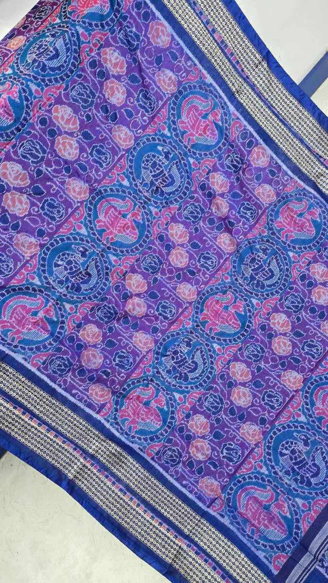 Cotton silk mix combination sambalpuri bapta pata saree