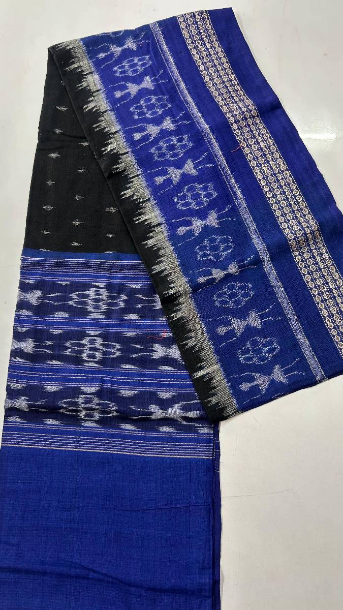 Black and blue combination duppata work