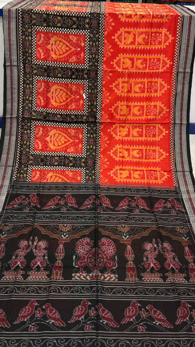 Orange black one site Sambalpuri pasapali desing
