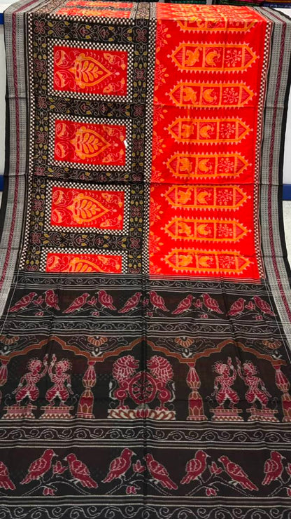 Orange black one site Sambalpuri pasapali desing