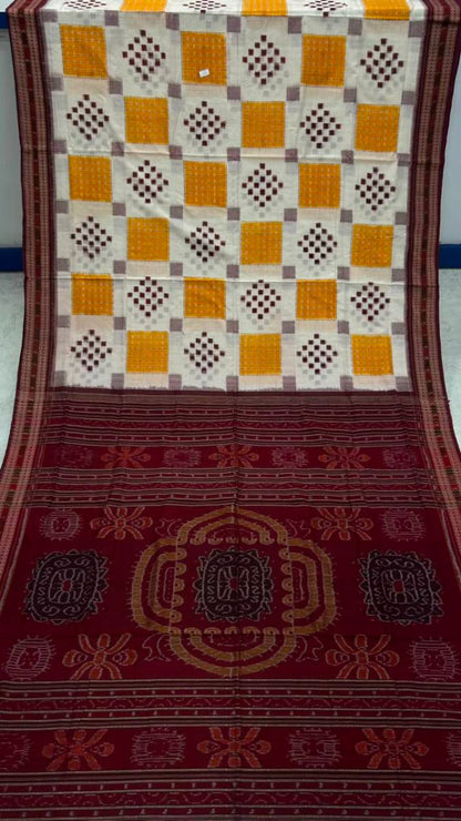 White clr new pasapali body with blouse desing sambalpuri saree