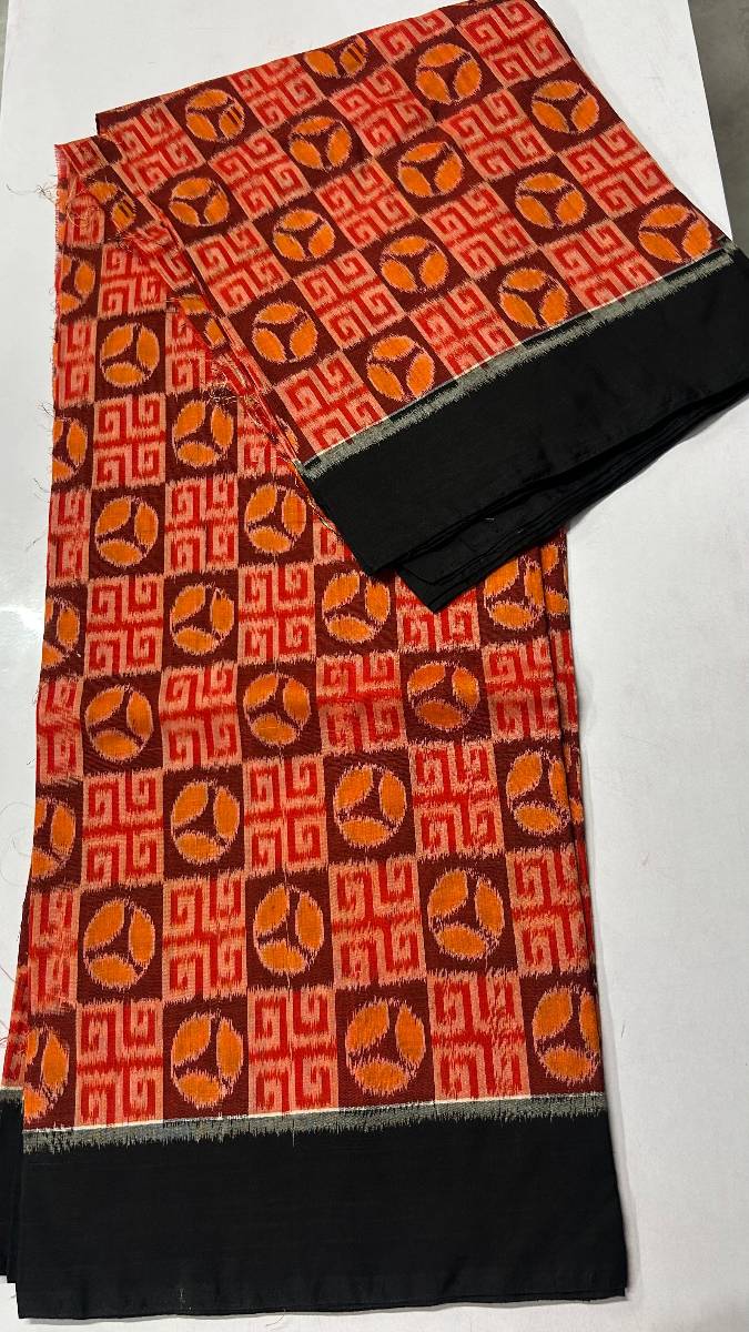 Orenge colour Sambalpuri dress desing only top cotton